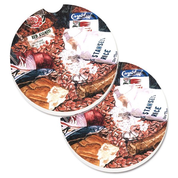 Carolines Treasures Red Beans and Rice Set of 2 Cup Holder Car Coaster 8536CARC